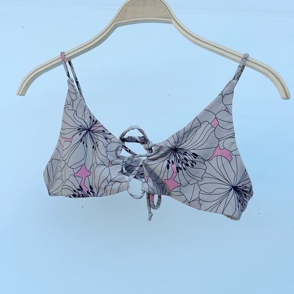 Stone Fox Josi Lace Up Bikini Swimsuit Bathing Suit Top Medium Floral Tropicana - Picture 1 of 8